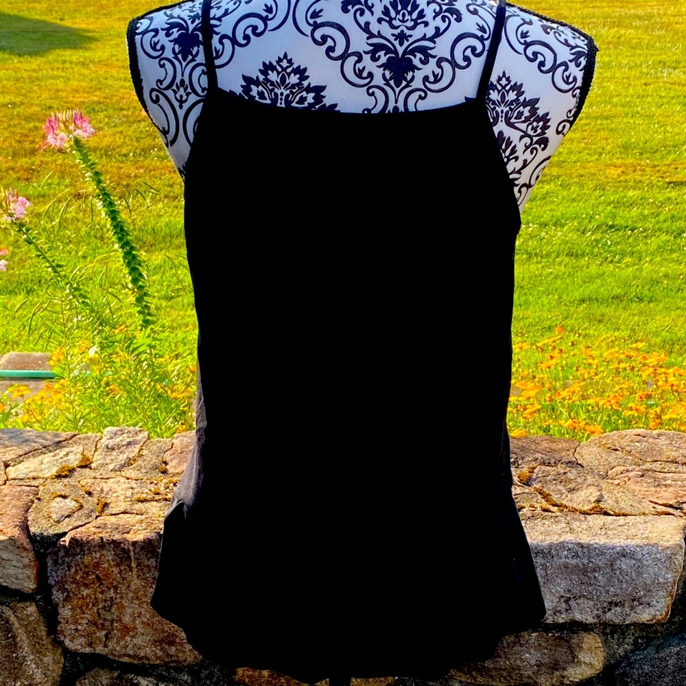J. Crew Size Medium Black Spaghetti Strap Tank Top With Ruffle Bottom Hem